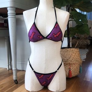 Color Super Logo Thong Bikini